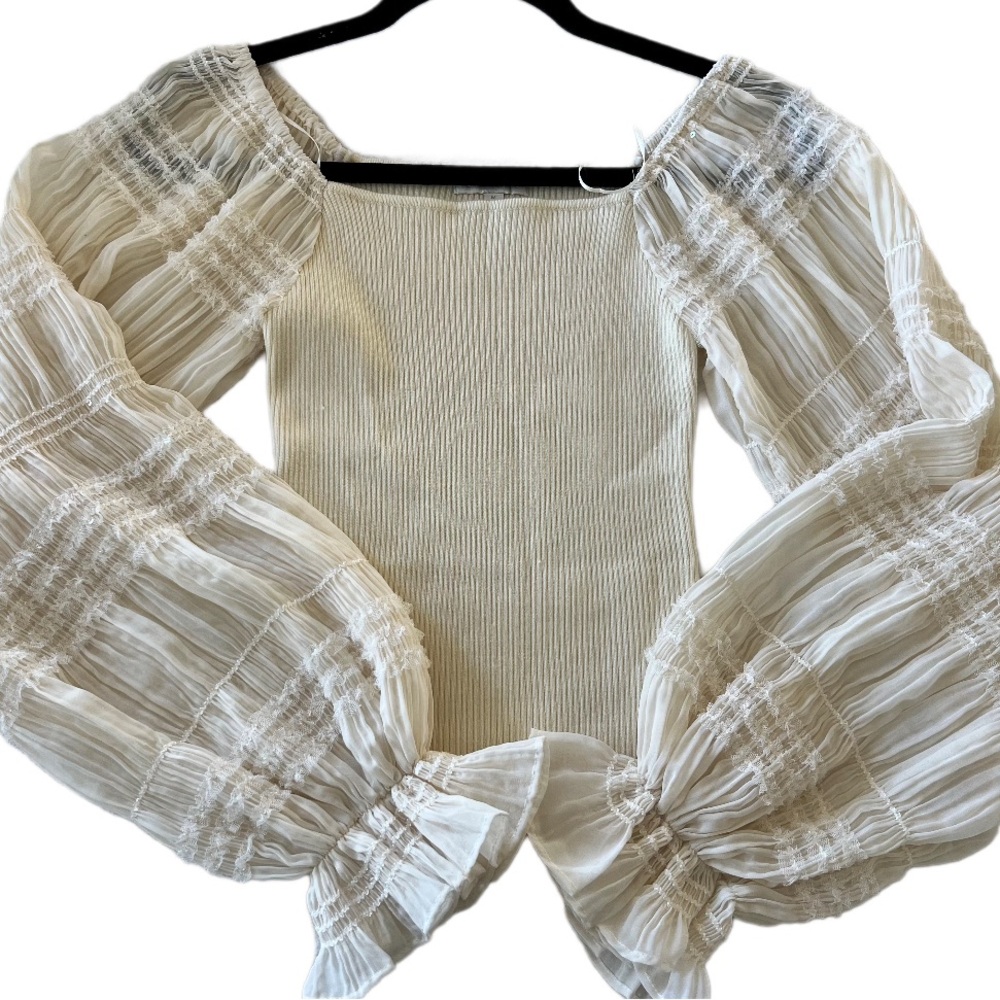 Flying Tomato Cream Off-Shoulder Blouse